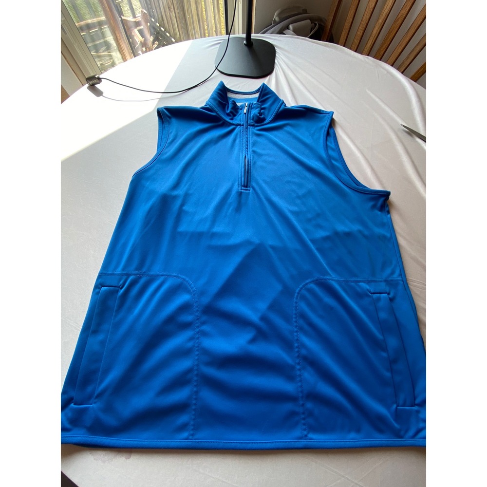 Brooks Brothers Mens XL Royal Blue Quarter Zip Performance Golf Vest Pockets